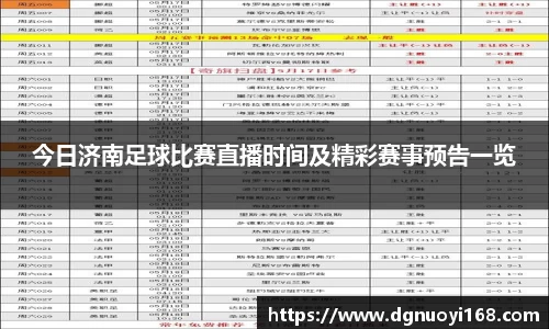 今日济南足球比赛直播时间及精彩赛事预告一览